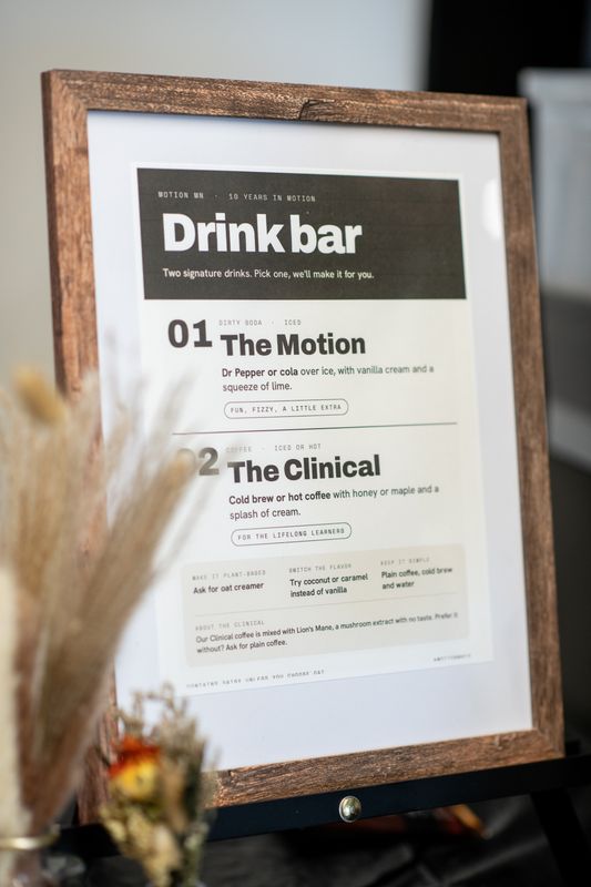 Framed drink bar menu sign